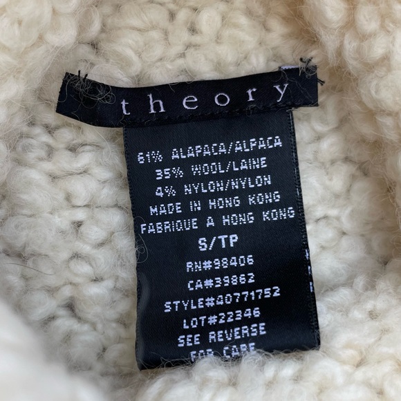 Theory Cream Alpaca Blend Oversized Turtleneck Sweater Top Size Small - Picture 10 of 12